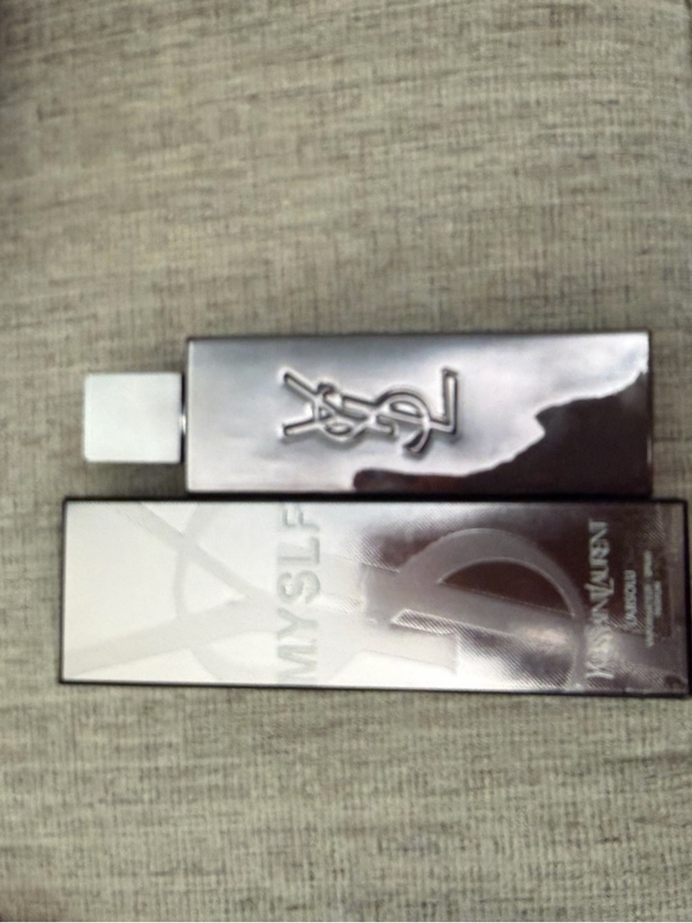 Yves Saint Laurent Silver Mirror-Finish Men's Fragrance Bottle